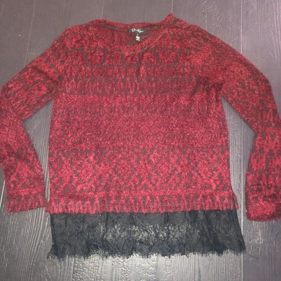 Jessica Simpson Sweater Red Black Women's Size Small - Picture 7 of 9